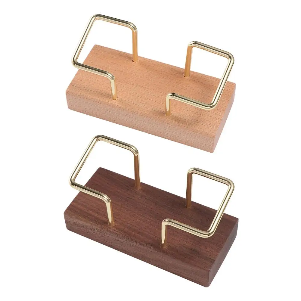 

Tabletop Shelf Business Card Holder Walnut Wood Card Storage Cards Display Stand Metal Beech Wood Card Organizer