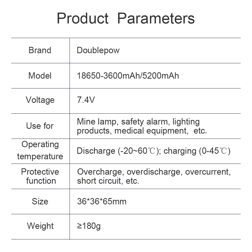 100% oryginalny Doublepow prawdziwa pojemność 7.4v 18650 bateria litowa 3600/5200mAh zestawy akumulatorów megafon głośnik