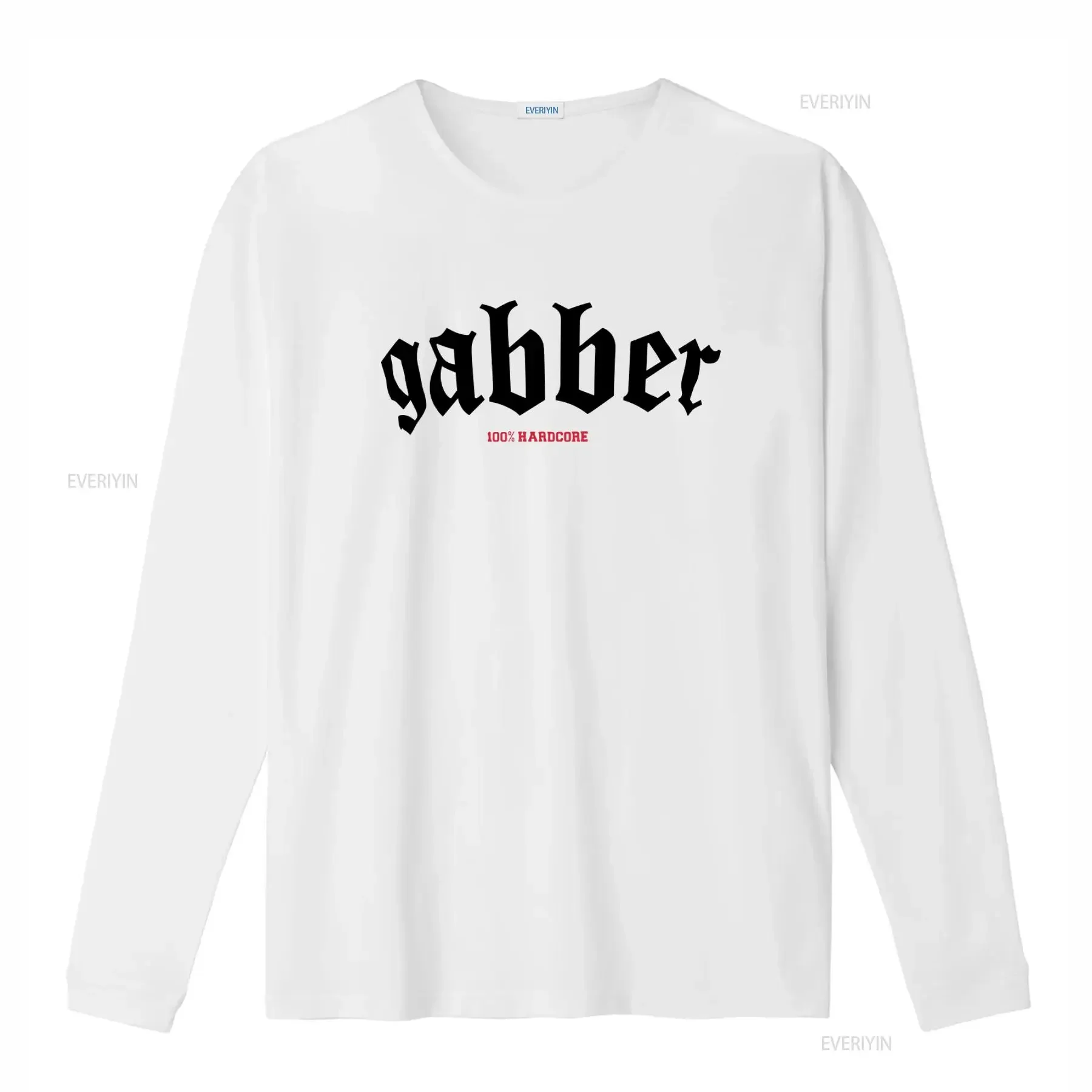 Men's Gabber Big T Shirt 100 HARDCORE White Logo Hakcow Techno Style vintage Washed Stretched graphic Stylish Soft