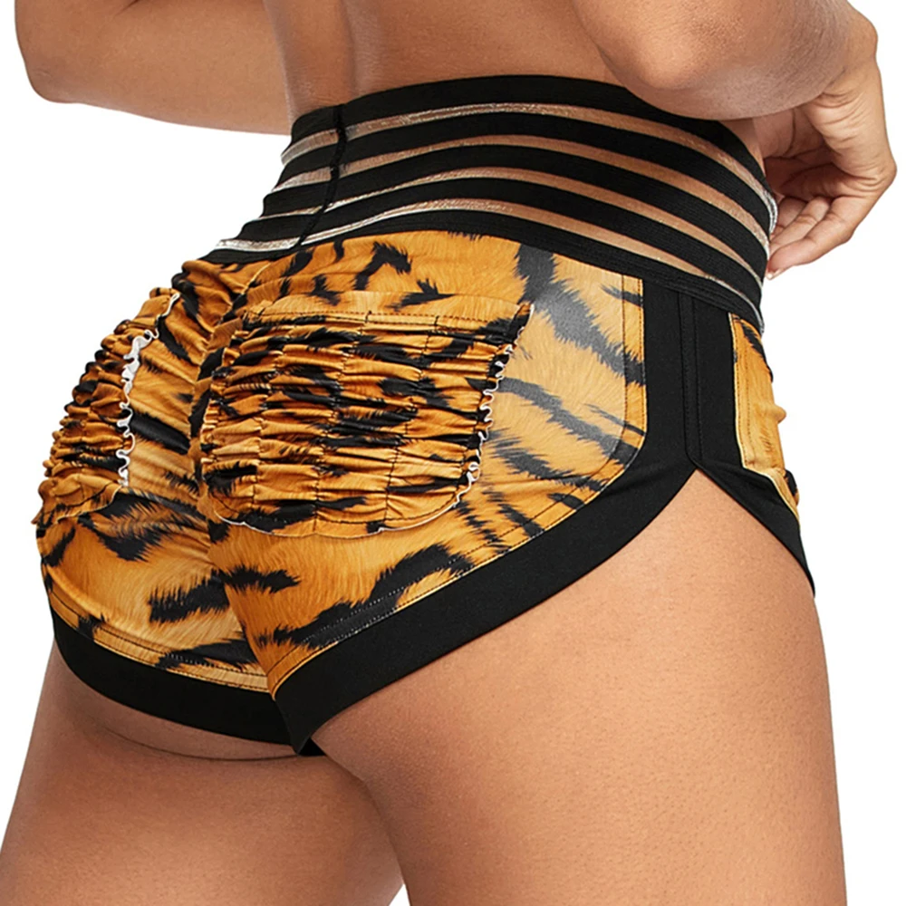 Animal Printed Shorts Women's Fitness High Waist Leggings Scrunch Butt Yoga Shorts Gym Workout Breathable Jogging Clothes Female