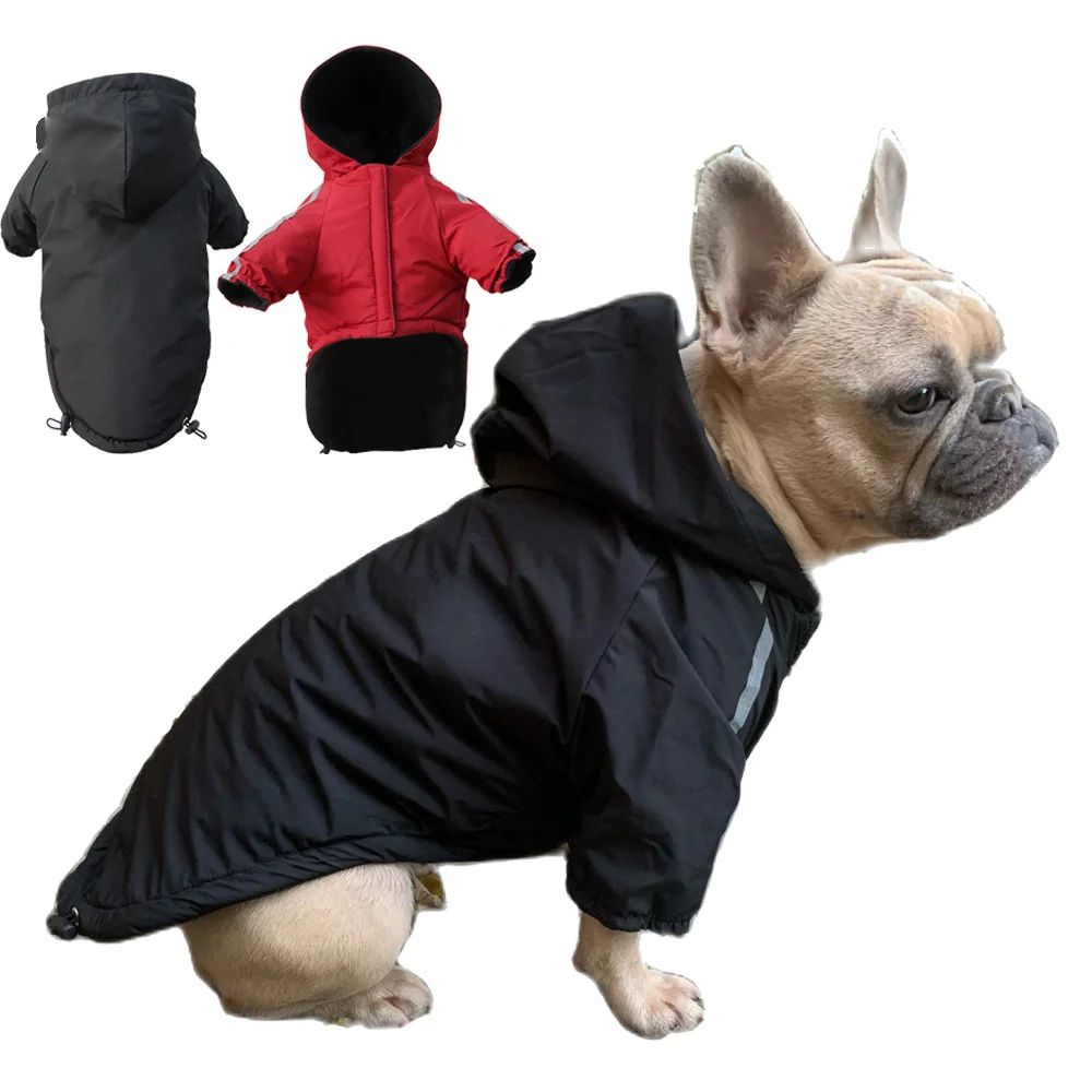 

Autumn Winter Pet Dog Waterproof Warm Coat Cotton Hooded Jacket The Dog Face Small Dogs Cat Reflective Pet Clothes Winter Coat