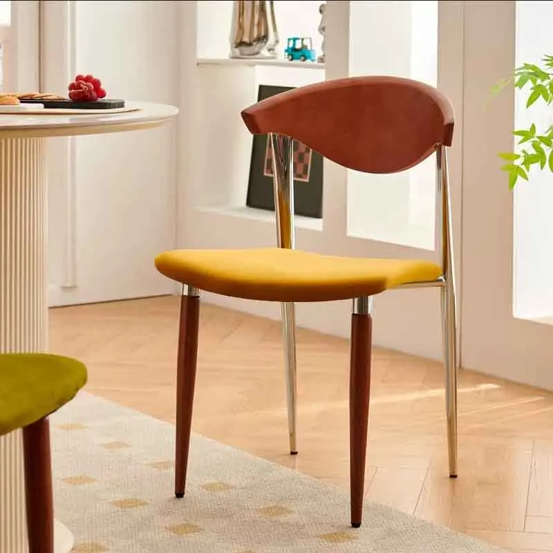 

Solid Wood Living Room Chair, Creative Dining Chairs, Nordic Furniture, Creative Backrest Chair, Mobile Leisure Seat,Metal Stool