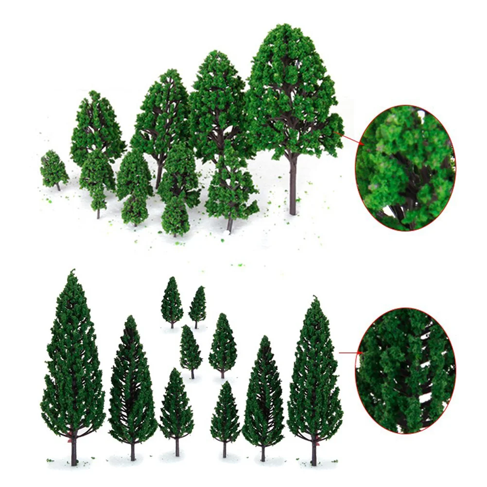 Ensemble d'arbres miniatures verts, mini arbres à bordure, paysage rw, 22 pièces