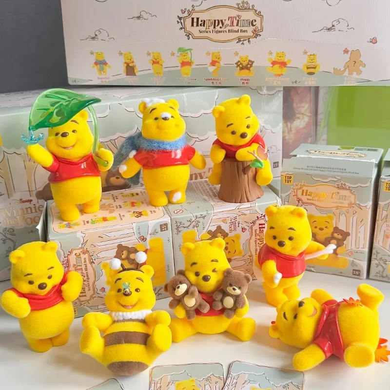 

2025 New TOP TOY Genuine Winnie the Pooh Happy Everyday Series Mystery Blind Box Bear Toy Figures Flocked Dolls Surprise Gift