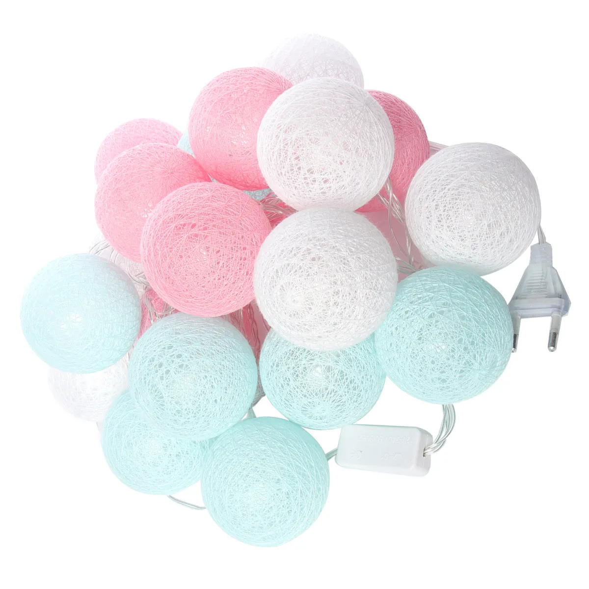 

Гирлянда из хлопковых шариков, 2 комплекта, синяя, 20 лампочек, идеально подходит для свадьбы, садовой вечеринки, рождественского декора.