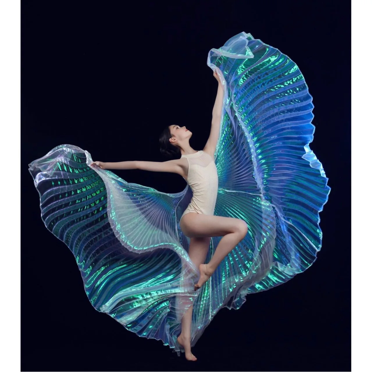 2025 accesorios profesionales de traje de danza del vientre ala danza del vientre tela transparente alas isis con palos