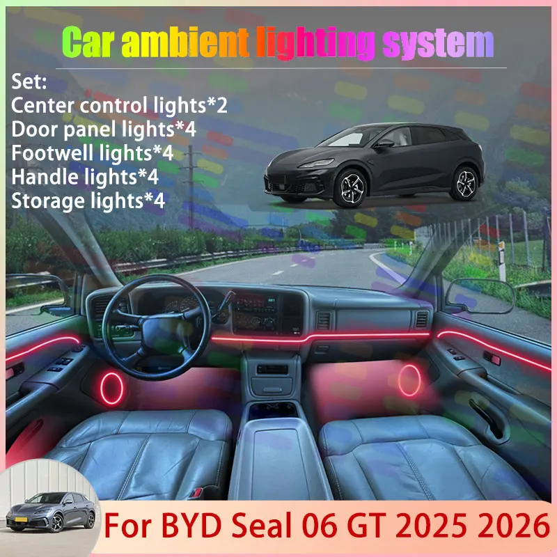 

For BYD Seal 06 GT 2025 2026 2/24 in 1 Car Atmosphere Light Lamp RGB Shade Ensemble Streamer Atmosphere Set Parts Accessories