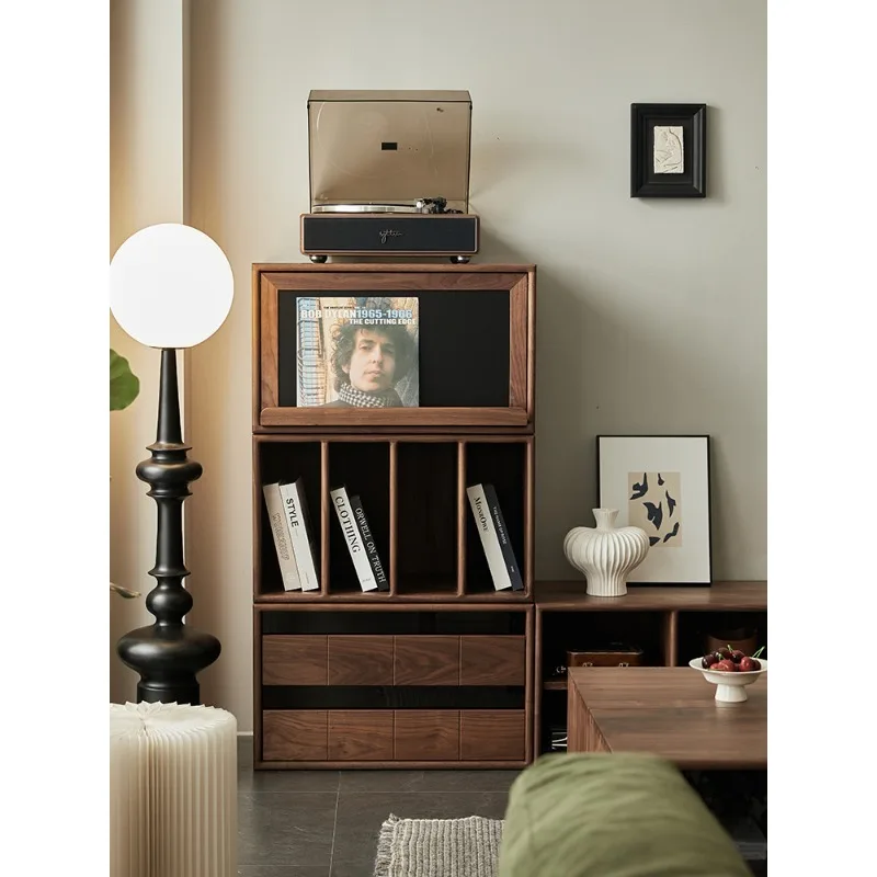 

Black walnut free combination TV cabinet module