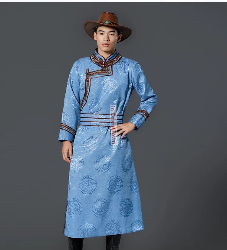 Ropa Tradicional Mongola para Hombre, Túnica Étnica de Manga Larga, Vestido para la Vida Diaria, Negro, Blanco, Azul, Rojo, Disfraz para Actuaciones Escénicas