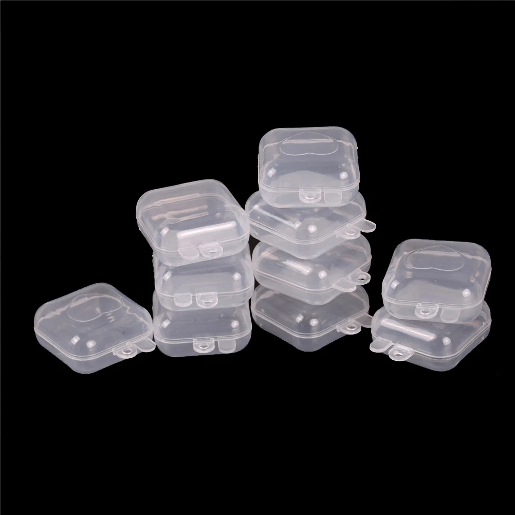 1pcs/5pcs/10Pcs Portable Popular Earplugs Container Box Mini Clear Plastic Small Box Hook Jewelry