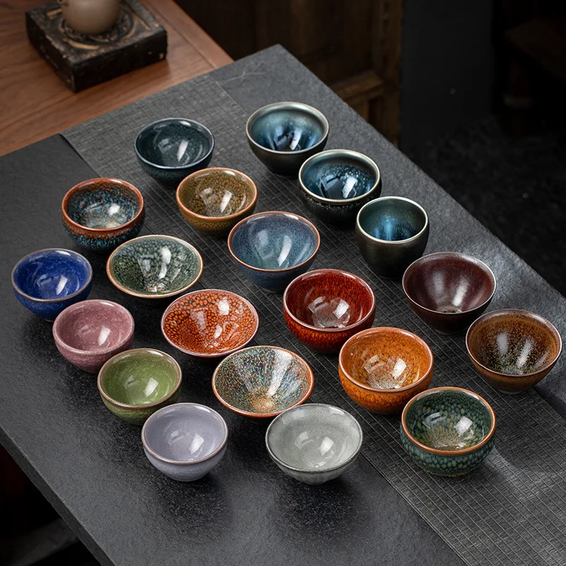 Jianyang Jianzhan Ceramic Kiln Change Oil Drop Raw Ore Iron Tire Master Cup Kung Fu Teacup Tea Cup Tea Set Tea Bowl