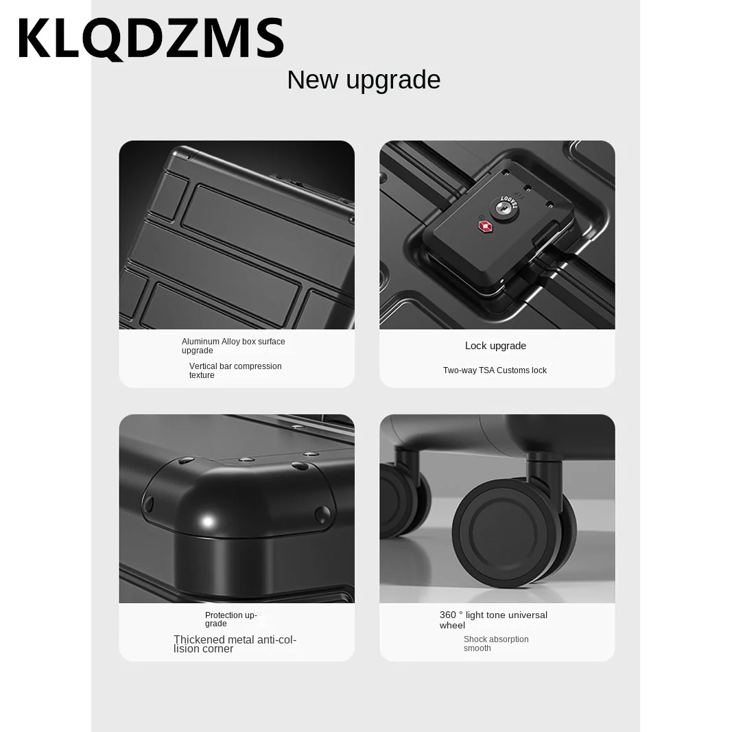 KLQDZMS maleta con ruedas de 20 pulgadas, caja de embarque de aleación de aluminio y magnesio, 24 ", 28 bolsos con ruedas para hombre, equipaje rodante para mujer