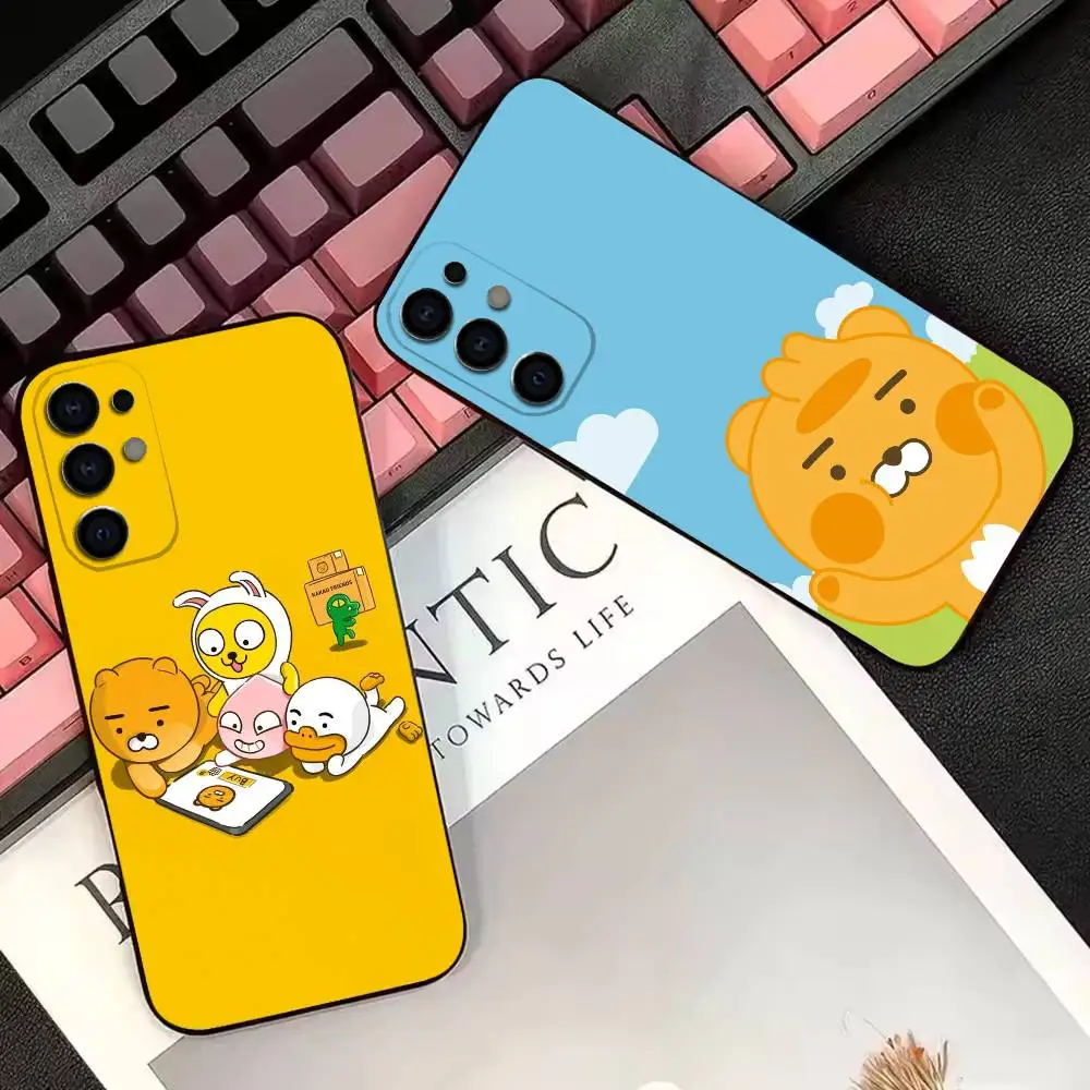 Cute Cartoon K-Kakao Friends  Phone Case For Samsung S26,S25,S24,S23,S22 Black Soft Protective Phone Case