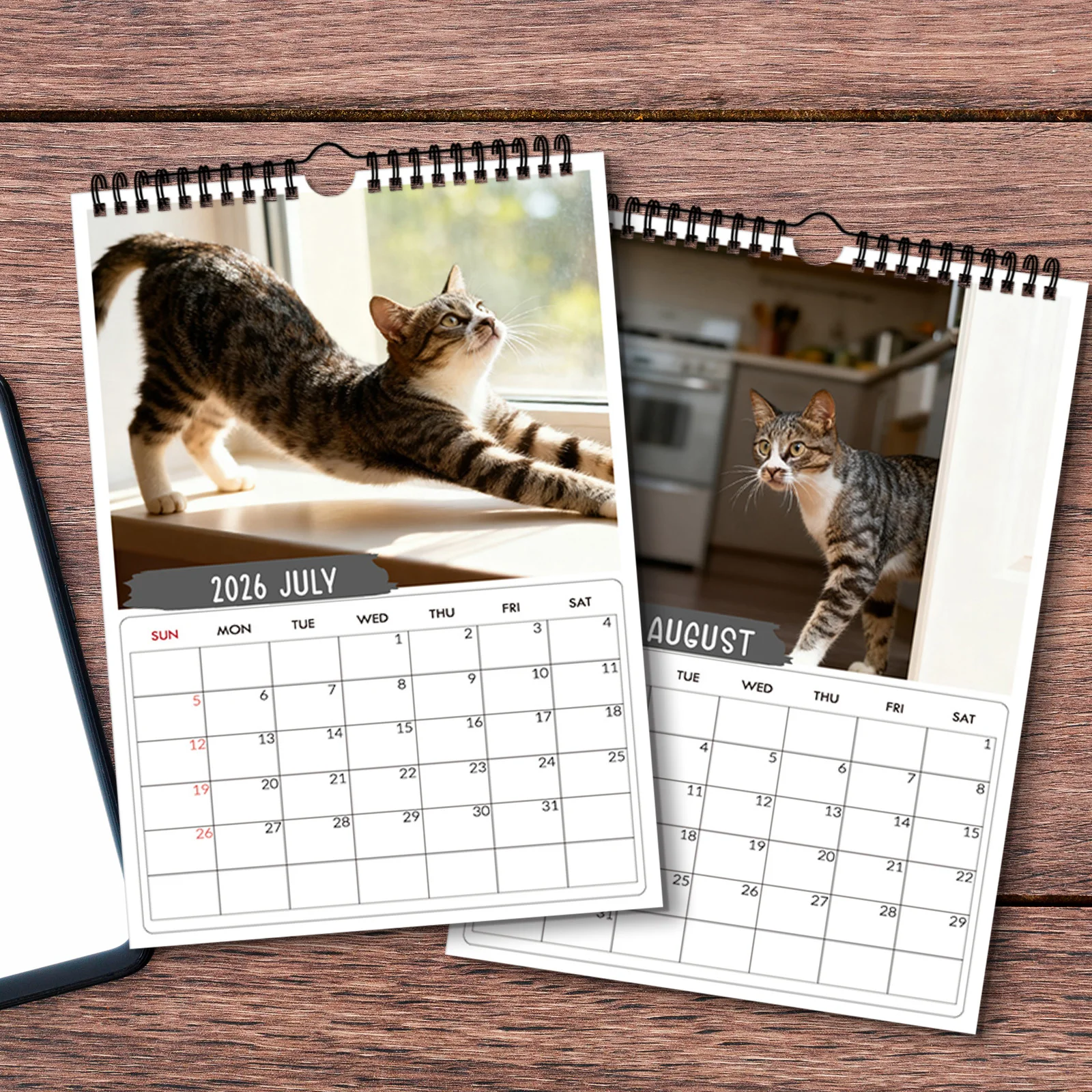 1 ชิ้น 2026 ปฏิทินติดผนัง,ธีมแมวกังฟู,เหมาะสำหรับตกแต่งบ้านและสำนักงาน,ภาพประกอบที่สวยงาม,การออกแบบที่สนุกสนาน,การพิมพ์คุณภาพสูง