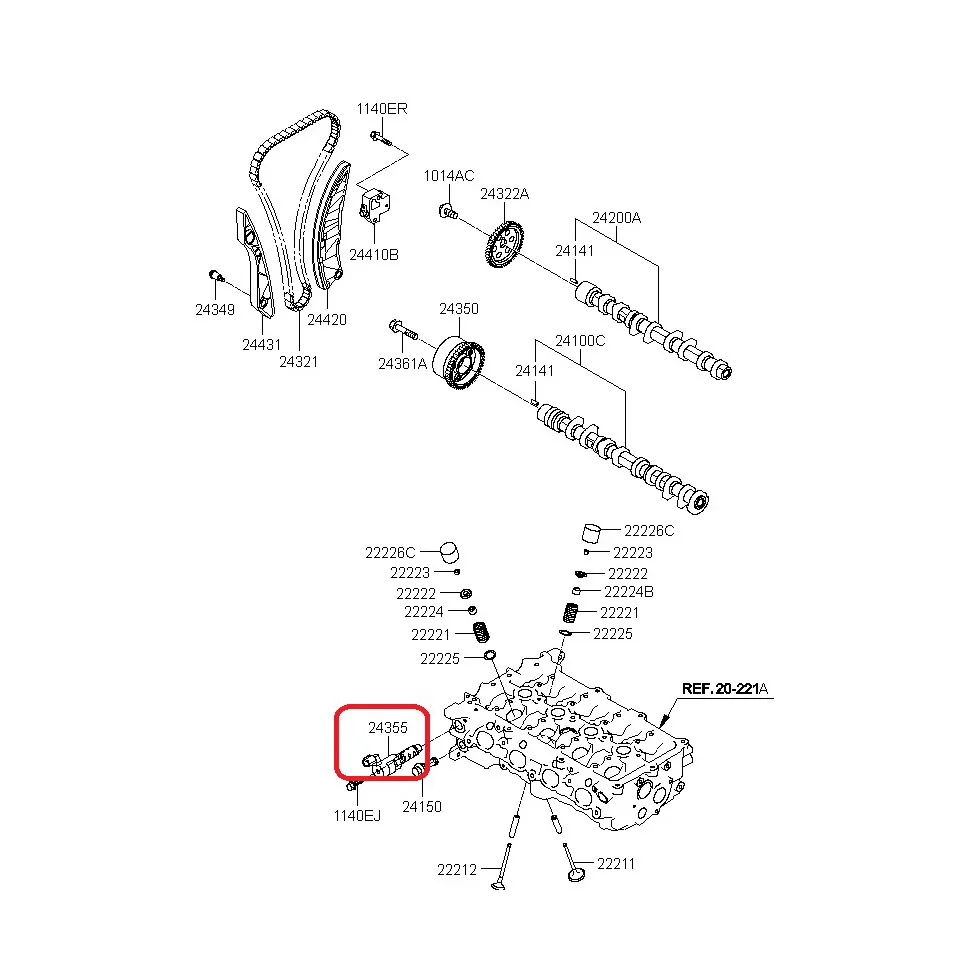 1PCS car accessories VVT Variable Timing Solenoid OEM 24355-2B000 243552B000 FOR Kia Soul 10 L4 1.6L