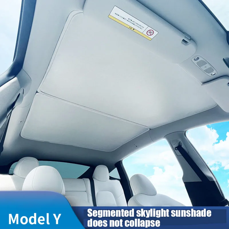 Sunroof Split Sunshade for Tesla Model Y Roof Paste Sunscreen and Heat Insulation Car Mesh Sunshade Car Exterior Protection