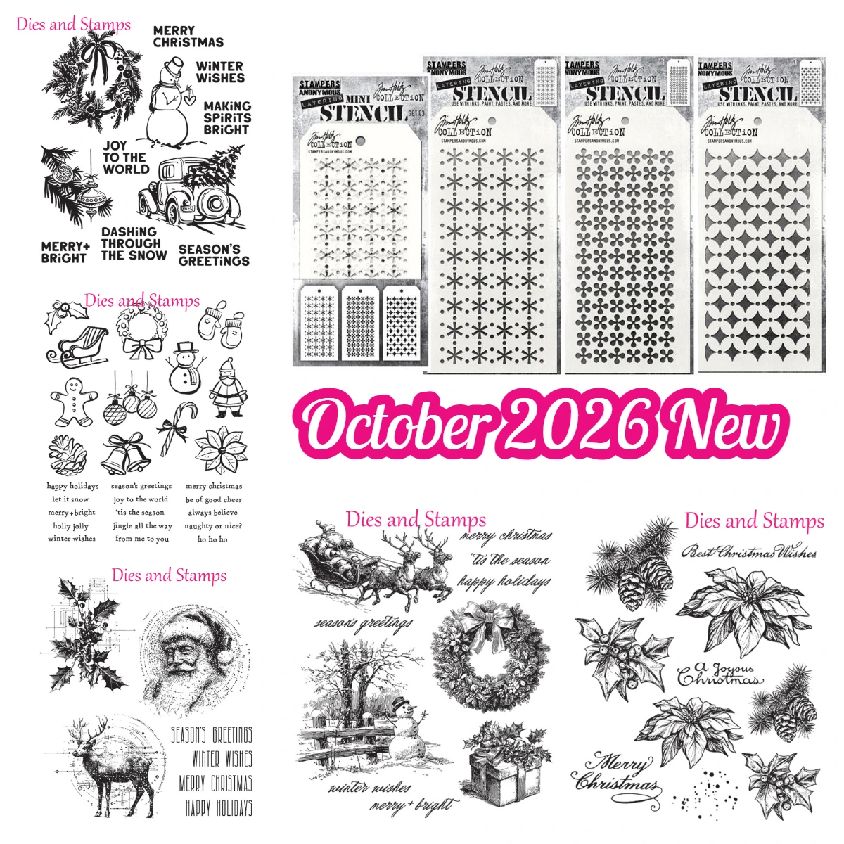 Oktober 2026 Neue Weihnachts-Festliche Schematische Feiertags-Botanische Retro-Schneeflocken-Stanzformen und Stempel für DIY-Scrapbooking und Bastelarbeiten