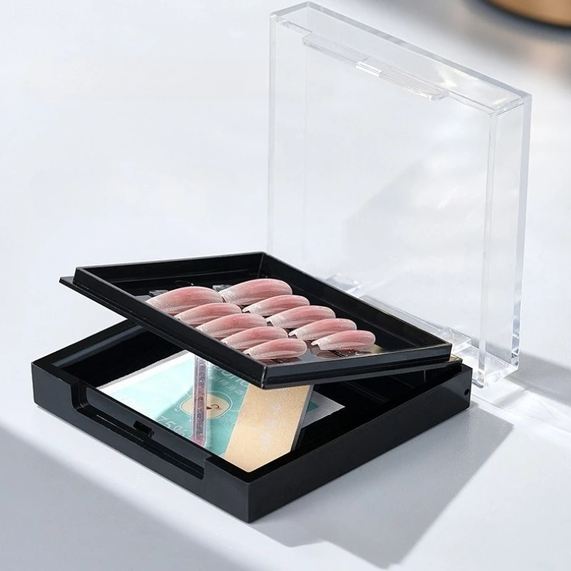 1PC Acrylic Nail Display Box Double Layer Press on Nails Packaging Box Transparent Lid Nail Tips Storage Case False Nail Holder