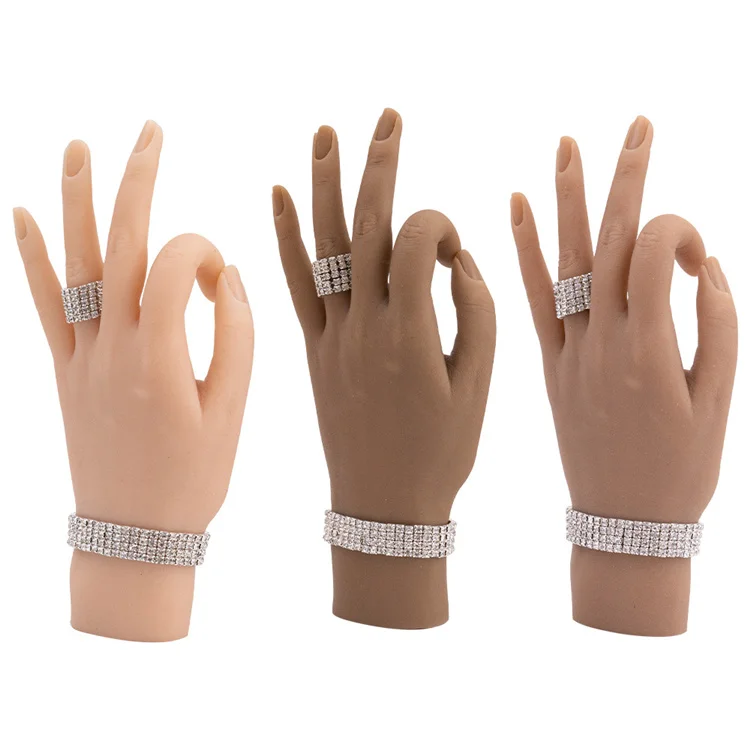 

Уникальная 6-цветная левая и правая силиконовая рука для ногтей, имитация рук, полная рука для дизайна ногтей