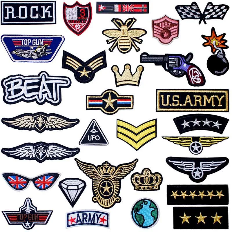 Army Soldier Needlework Sewing Knitwear Fabric Textile  Alternative Epaulette Logo Decoration Stickers Dresses Coats