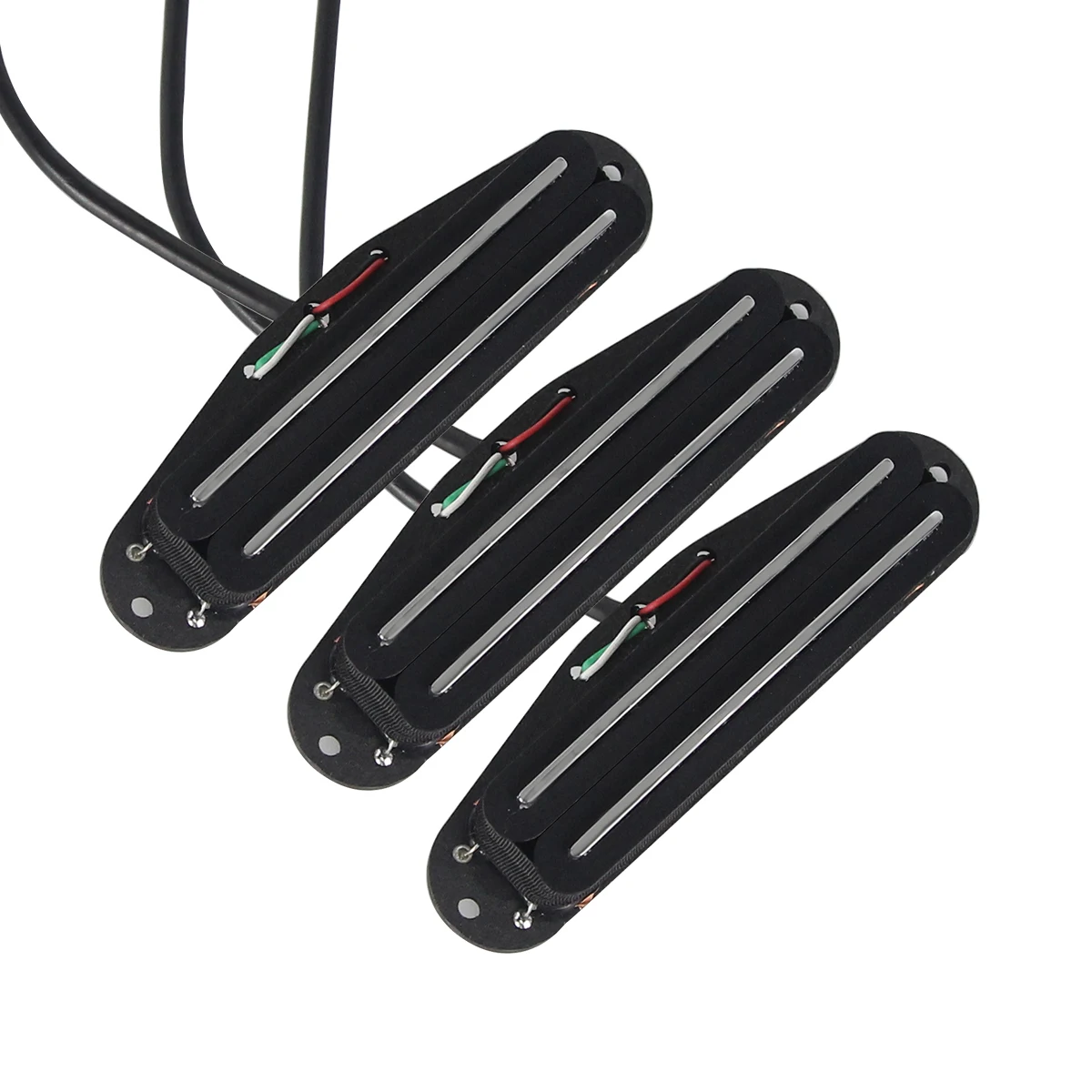 FLEOR Set of Alnico 5 Dual Rails Humbucker Guitar Pickups Black 6k+9k+12k for SSS Electric Guitar Parts