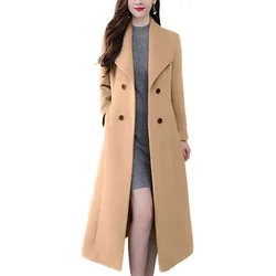 Nuovo autunno inverno moda donna cappotto lungo caldo colore puro con tasca donna Outwear abbigliamento sciolto di alta qualità per le donne