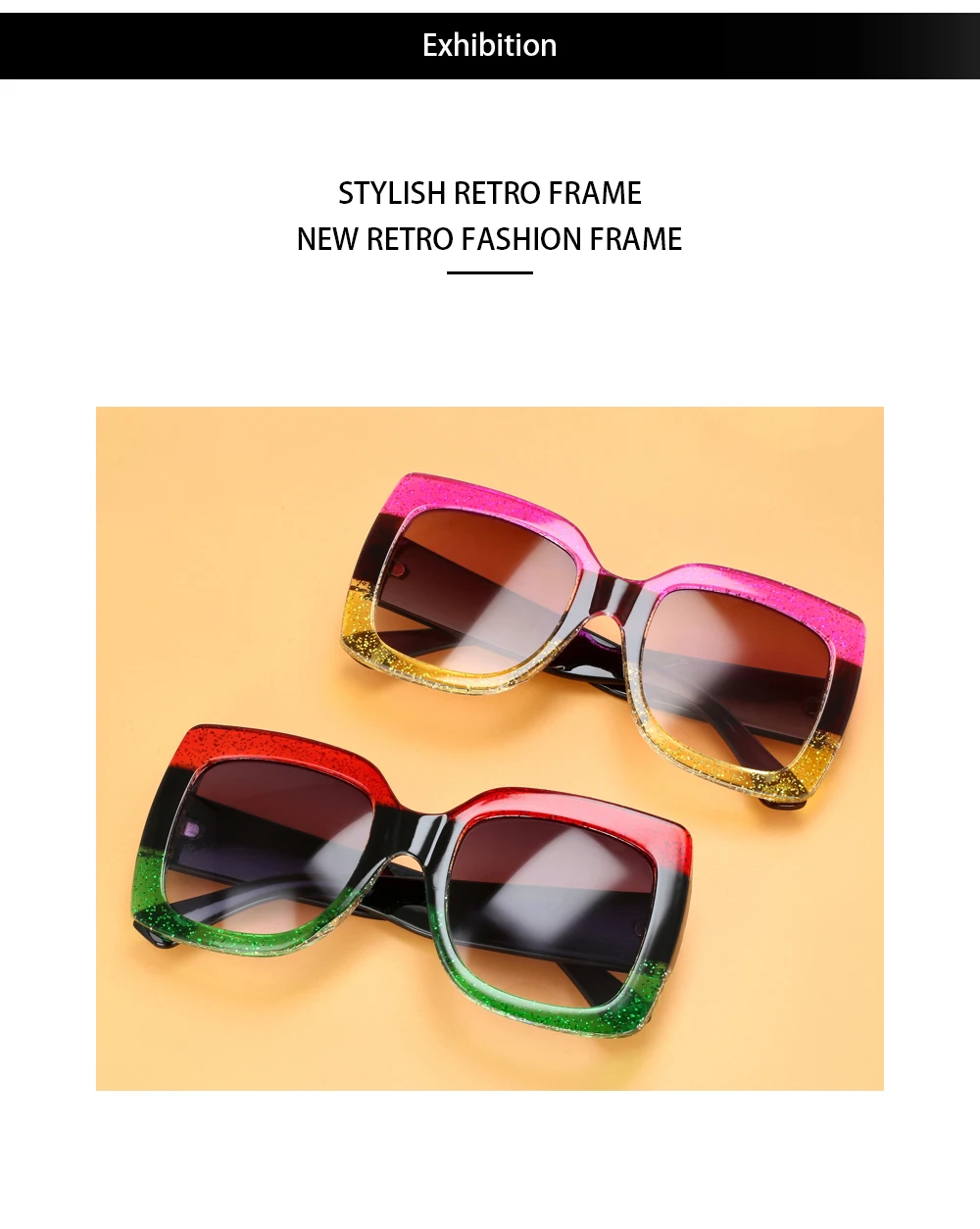 55412 Retro-Quadrat-Sonnenbrille für Damen, Vintage-Stil, großer Rahmen, modische Luxus-Designer-Sonnenbrille, Uv400-Brillen, Trendprodukte – Detail 6