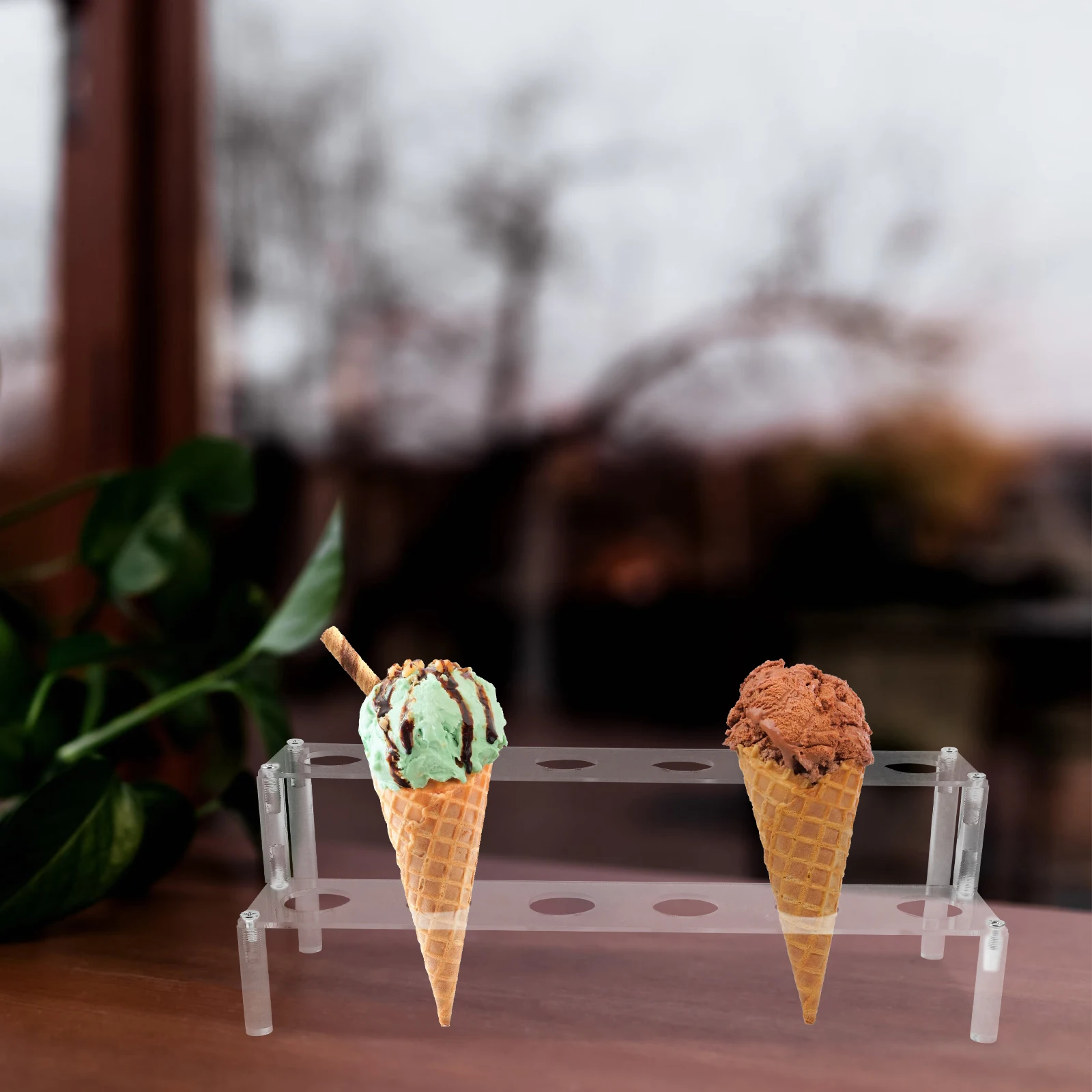 

Ice Cream Cone Holder Desktop Support Container Clear Acrylic Holders Stand Display
