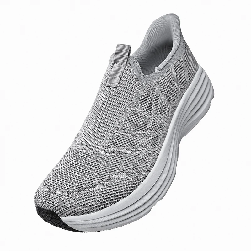 Men Wide Toe Slip‑on Walking Shoes Breathable Mesh Knit Casual Sneakers Lightweight Soft Sole Loafers Outdoor Sports Footwear