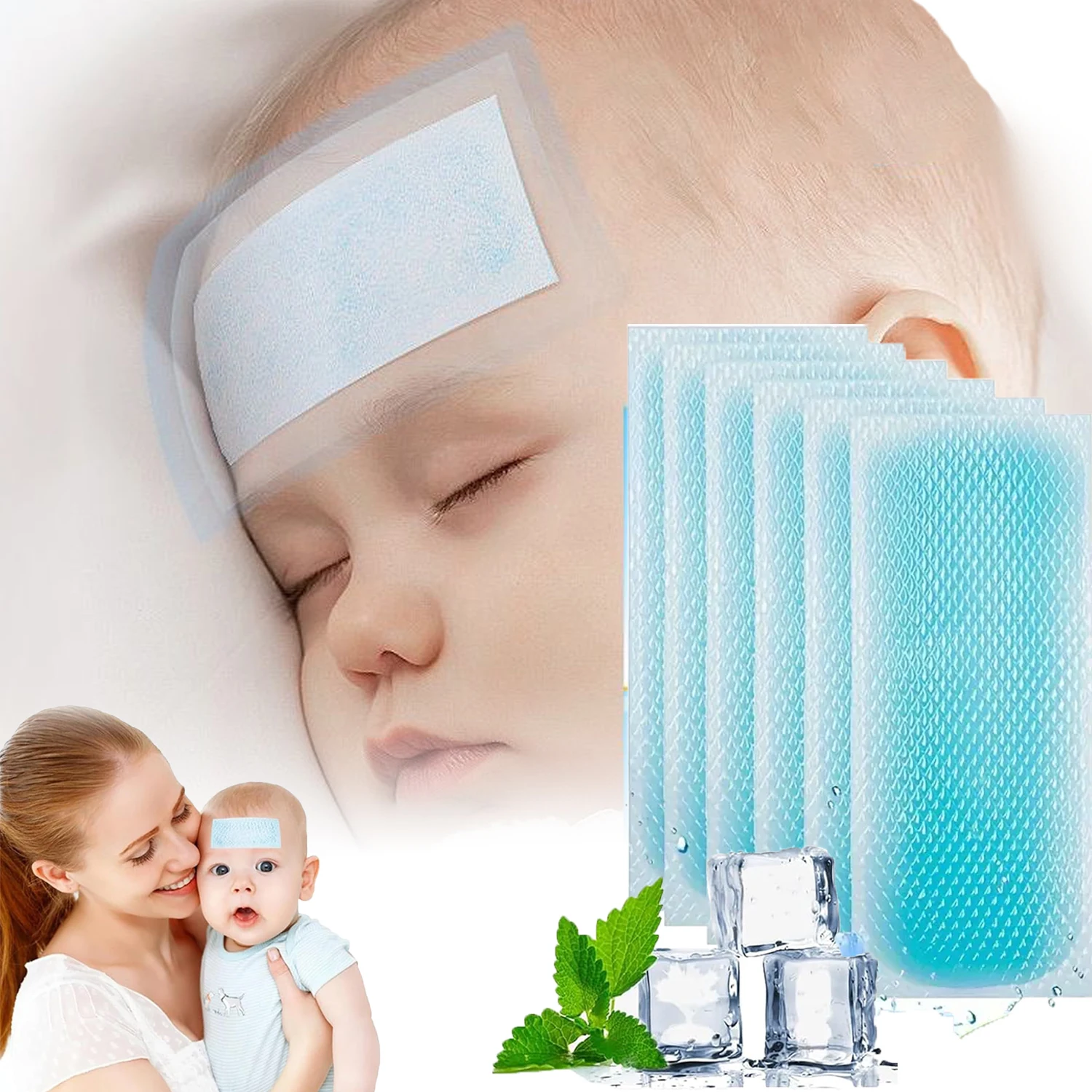 

2/10Pcs Fever Cooling Gel Patches Baby Cooling Patch Cooling Forehead Strips for Fever Discomfort Drowsiness Fatigue & Sunstroke