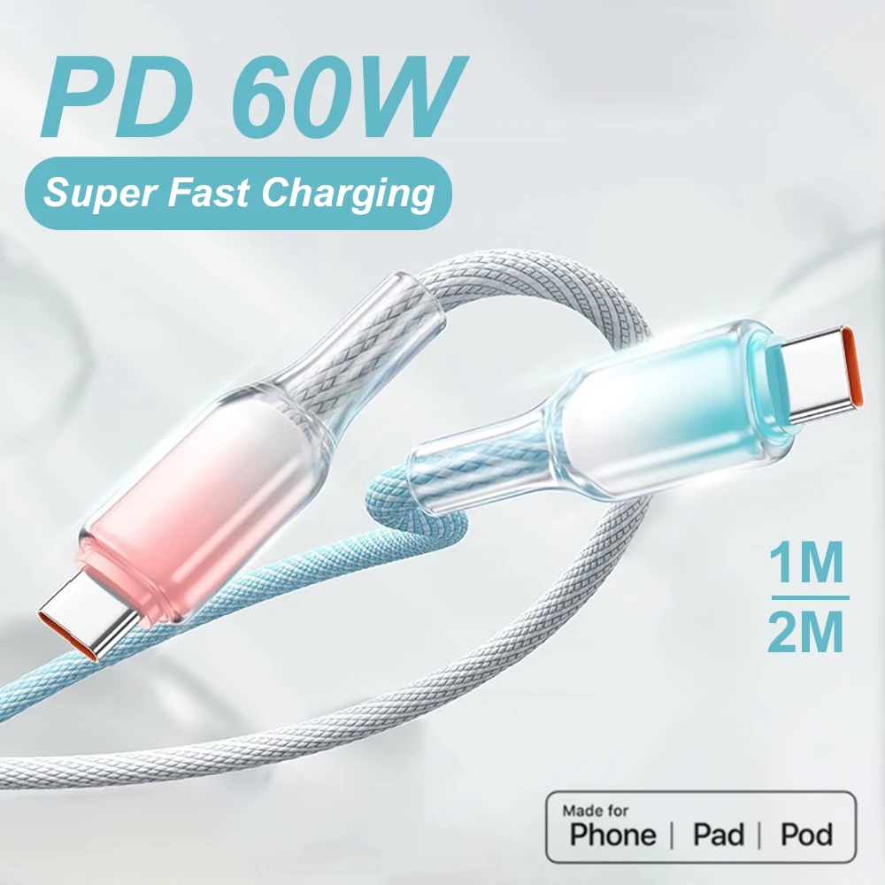 

PD 65W Type C Cable For iPhone 16 15 Pro Fast Charging Charger Wire Cord For Samsung Galaxy S25 24 Xiaomi USB C to Type C Cable