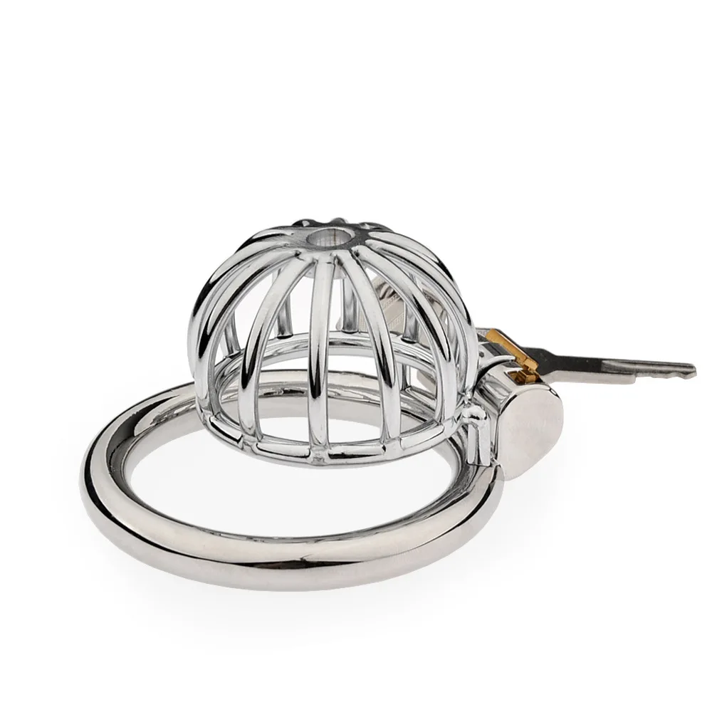 Metal Chastity Cage Lock Male 2 Type Cock Cage Penis Ring Masturbation SM Gay Chastity Devices Adult Sex Toys For Men