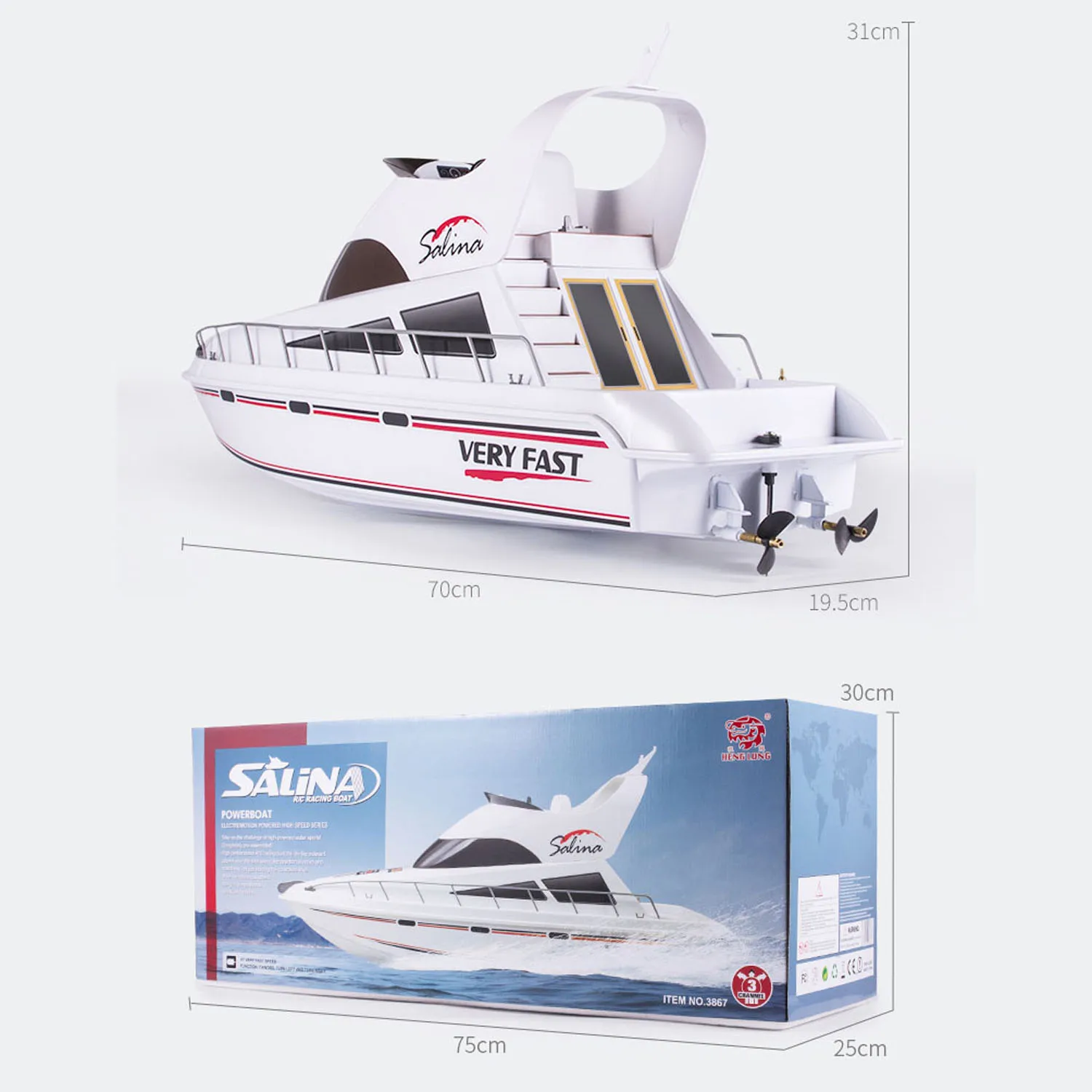 2.4G Heng Long RC Racing Boat High-Speed Yacht 20KM/H Ship Remote Control Assembled Model Servo Motor Toy Gift for Boys TH23788