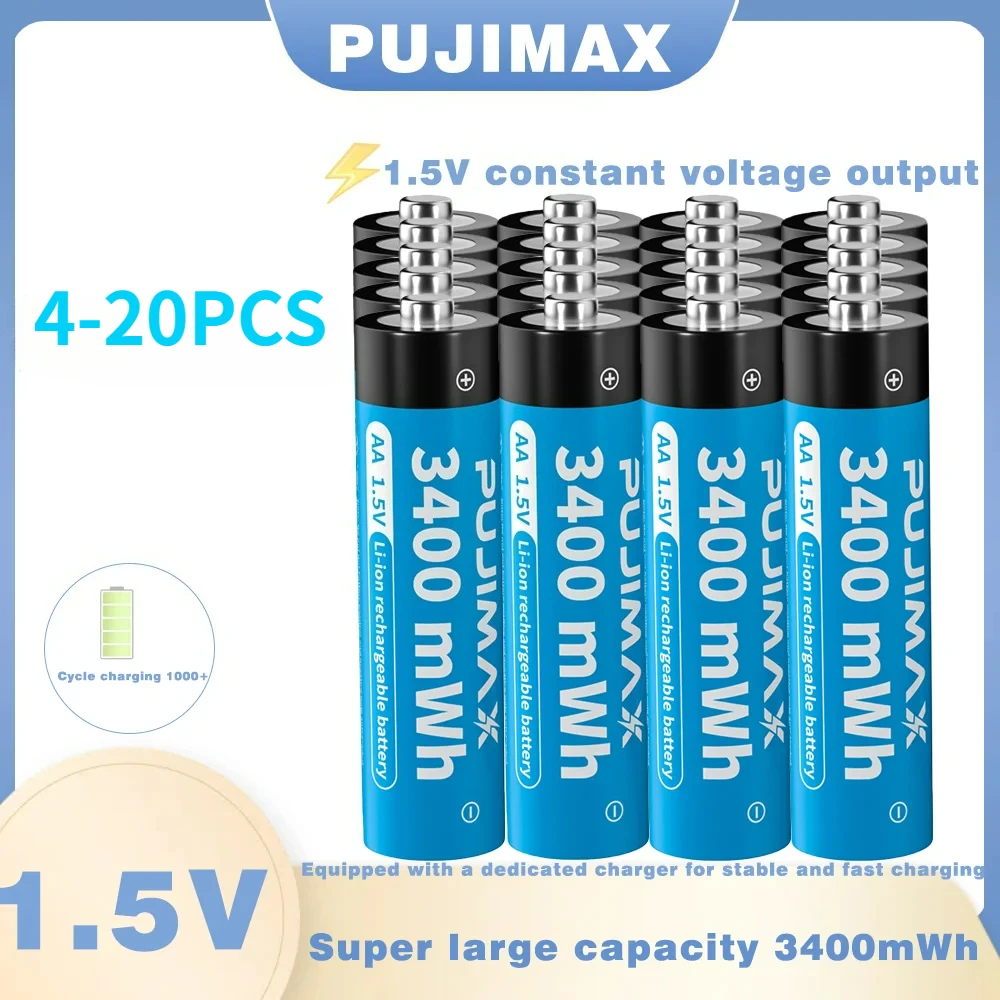 4-32PCS New High Performance Rechargeable Lithium Battery AA1.5V Rechargeable Battery Camera Game Console Flashlight Too