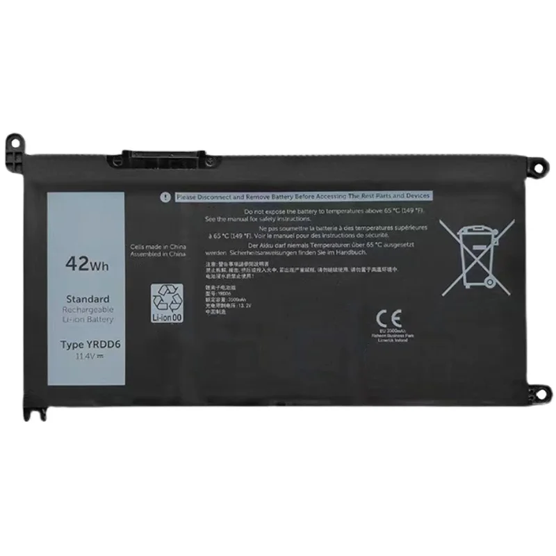 YRDD6 11.4V 42Wh 3600mAh Lithium-ion Rechargeable Battery for Dell Inspiron5493 5490 5593 5488 5585 High Quality Laptop Battery