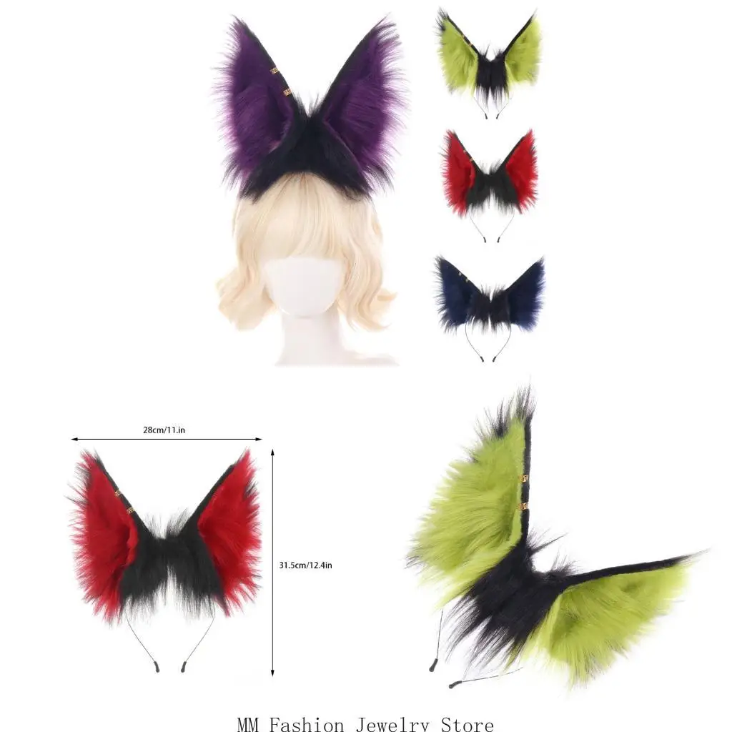 

Furry Anime Ear Headband Realistic Wolf Ear Design Hairhoop Cosplay Props D0UB