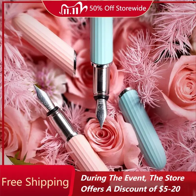 

BIXIA Short Green Fountan Pens High Schmidt F 0.5MM Ink Pen Teacher's Practice New Calligraphy Pens School Popular Stationery