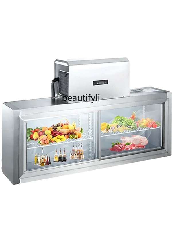 

Wall-mounted refrigerator Commercial refrigeration and preservation Display cabinet Glass door Air-cooled hanging freezer