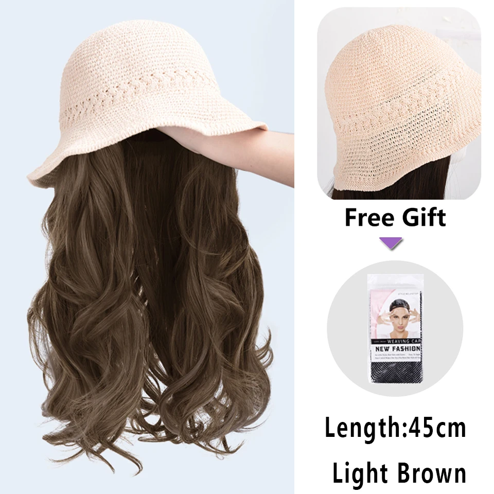 LUPU Long Synthetic Fluffy Natural Curly Wave Heat Resistant Hair Wigs With Hat  Braided Cap Naturally Connect Hat Wig For Women