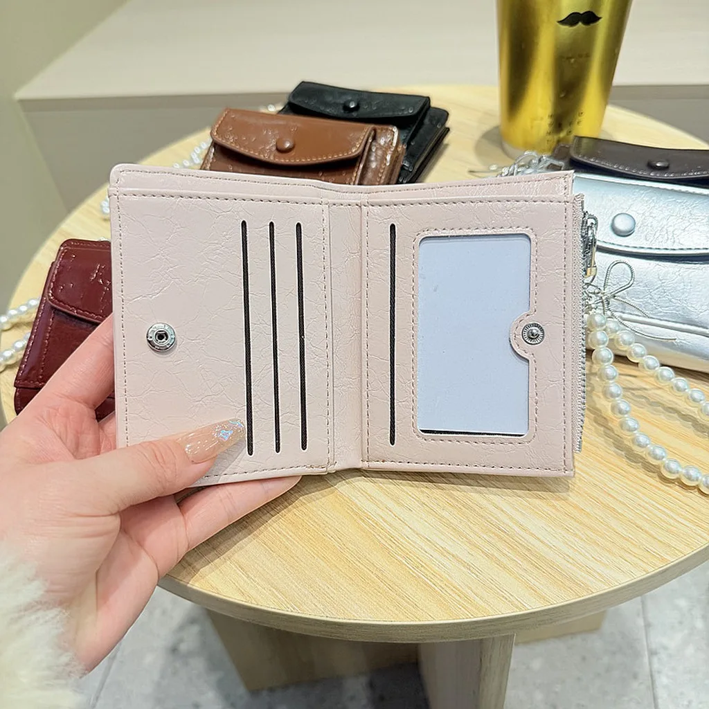 

Short Wallet Elegant Portable Purse Bi-Fold Wallet Solid Color Card Slot Wallet For Card Storage Daily Commuting Casual Trips