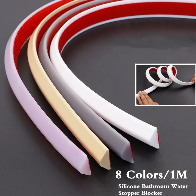 50cm-200cm Silicone Bathroom Water Stopper Blocker Shower rubber Dam Dry and Wet Separation Flood Barrier Door Bottom Seal Strip