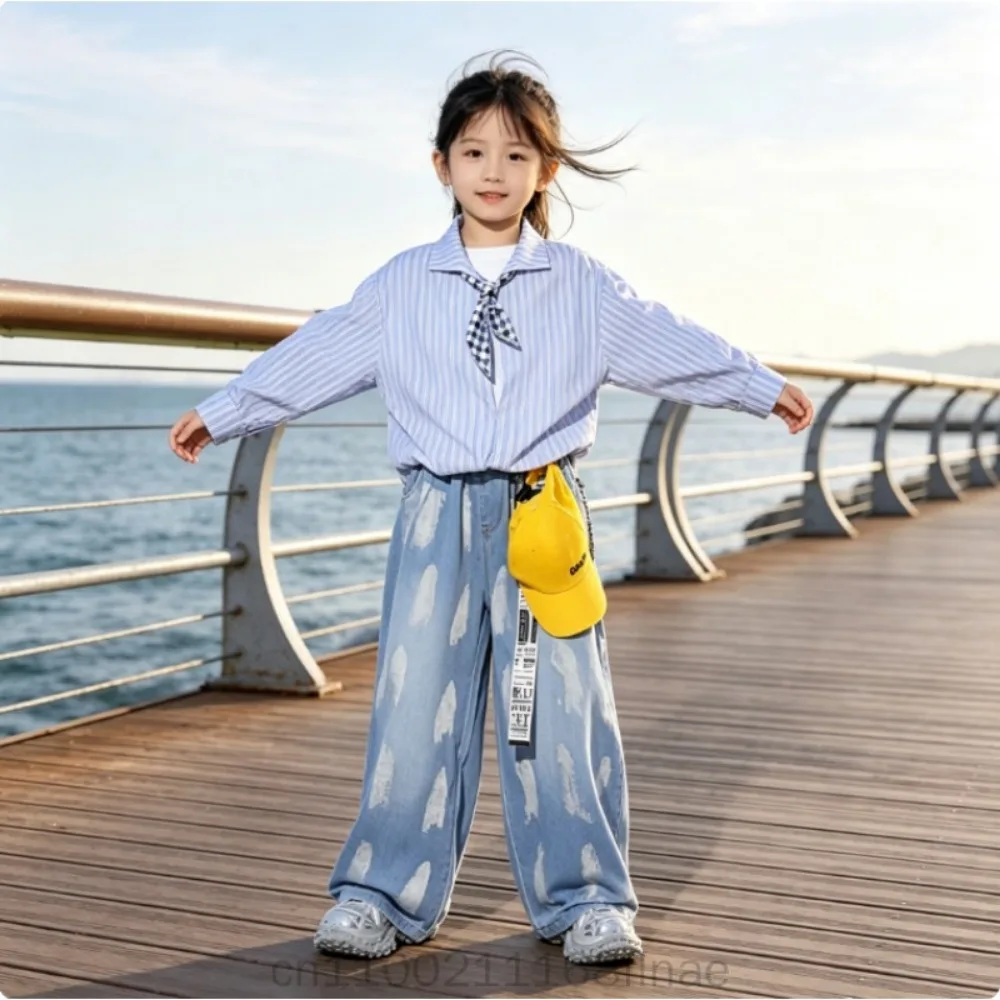 Hip Hop Street Dance Performance Costume Set Boys Girls Cool Runway Shirt Jeans Outfit Jazz Stage Show Streetwear
