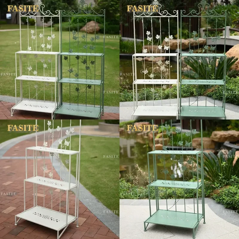 For Modern Simple Wrought Iron Butterfly Three Layer Workbench Outdoor Garden Courtyard Balcony Multi Layer Plant Potted