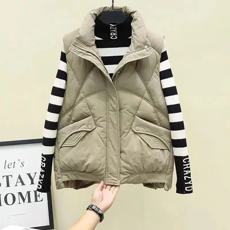 

Women's New Arrival Winter Warm Puffer Vest 2025 Loose Fit Chunky Cotton Quilted Vest Casual Outerwear Versatile Street Style