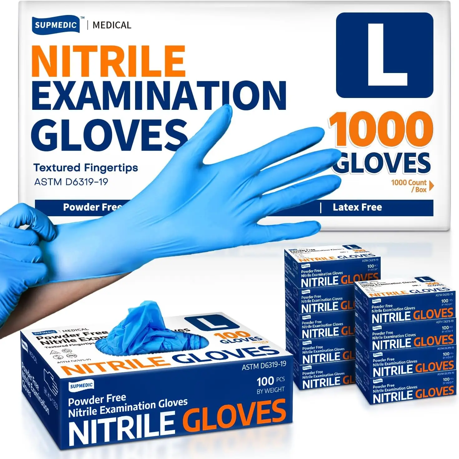 

Nitrile Exam Gloves, 1000 Pcs Latex-Free Powder-Free Food Safe Disposable Blue Gloves for Cooking and Cleaning