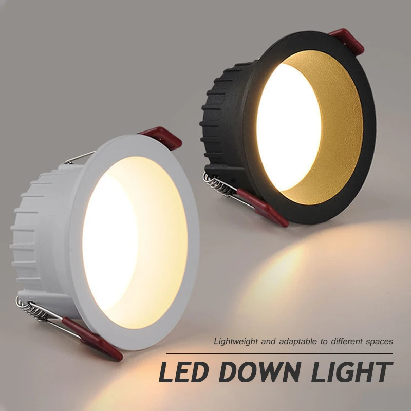 Ściemnialna lampa sufitowa LED typu Downlight przeciwodblaskowa 3W 5W 7W 10W 12W 15W reflektor LED tło oświetlenie wewnętrzne AC220V 110V