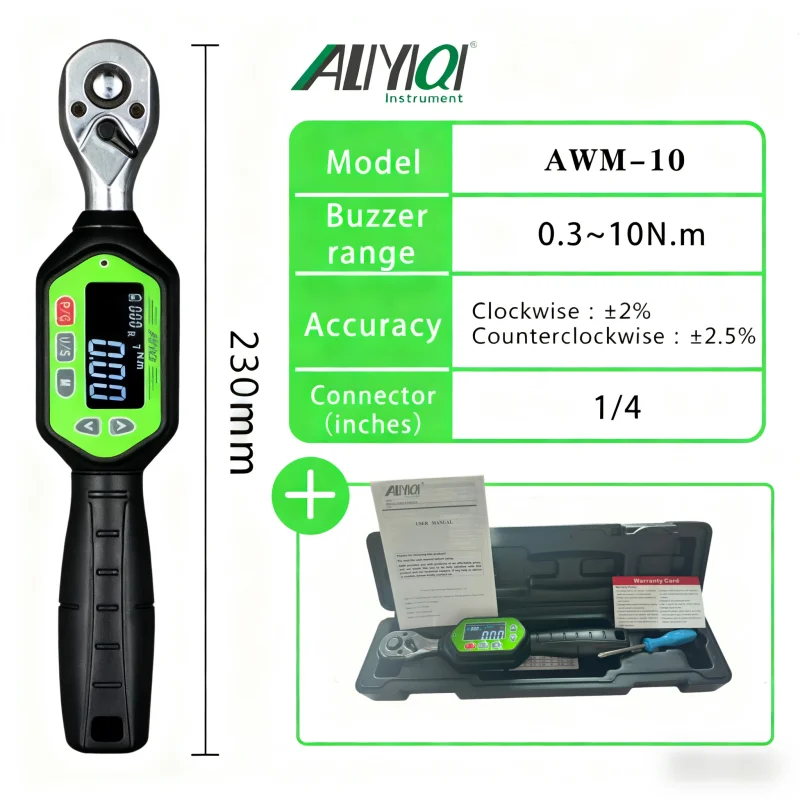 AWM-10,30,60 100 135 N.M 1/4 3/8 1/2 In.ch Screen  Regular Display Mini Digital Torque Wrench Bicycle Repair Hand Tools