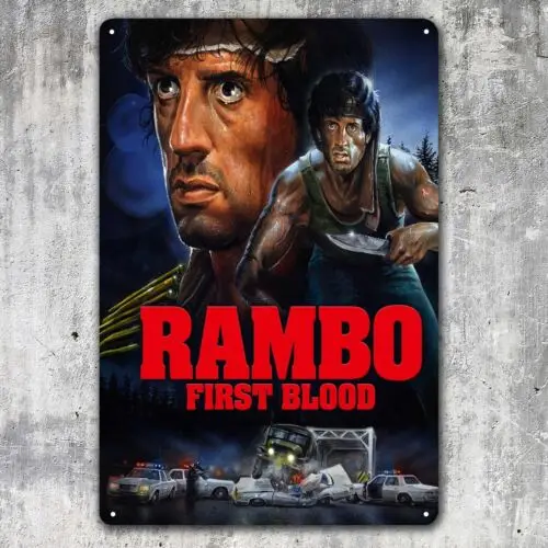 Pôster de Metal do Filme First Blood - Placa de Metal Colecionável 20x30cm