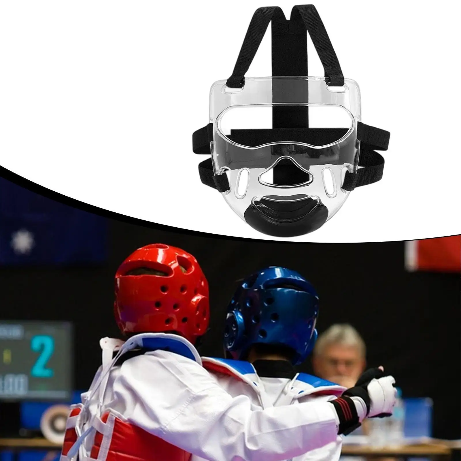 Taekwondo Mask Face Shield Clear Ventilated Protector for Child Taekwondo Protection Kit Karate Training view 4