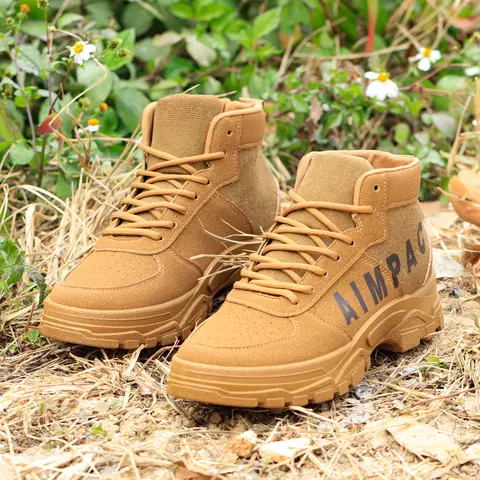 पुरुषों के लिए सामरिक लंबी पैदल यात्रा के जूते, चमड़े/कैनवास के आउटडोर जूते, पर्वतीय ट्रैकिंग और दैनिक पैदल यात्रा के लिए पहनने-प्रतिरोधी शिकार स्नीकर्स 10 best sales पुरुषों के लिए सामरिक जूते - №5